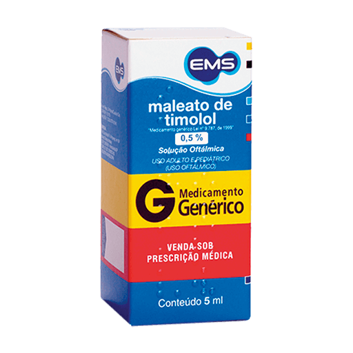 Maleato de Timolol Colírio 0,5% Genérico EMS 5ml MAL TIMOLOL 0,5% SOL OFT 5ML - EMS(G)