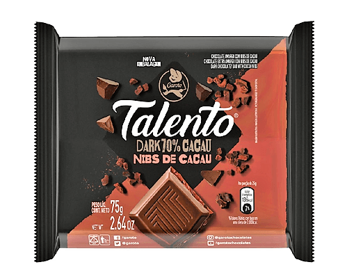 Chocolate Talento Dark Nibs De Cacau 75G D