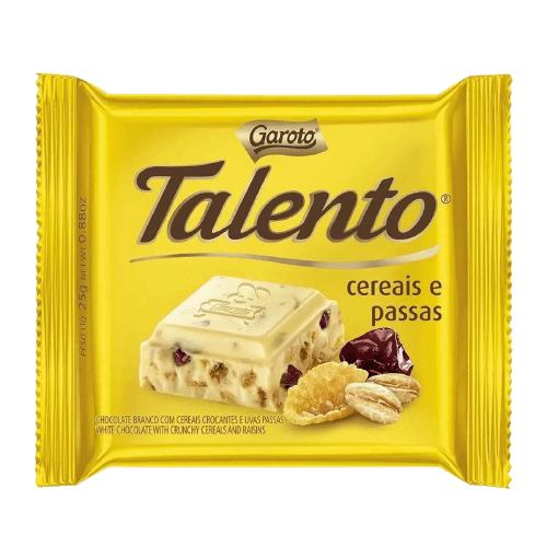 Chocolate Talento Cereais/Passas 85G