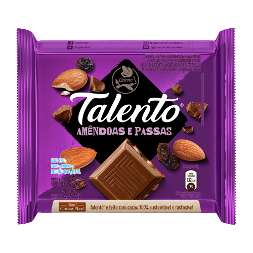 Chocolate Talento Amendoas/Passas 85G