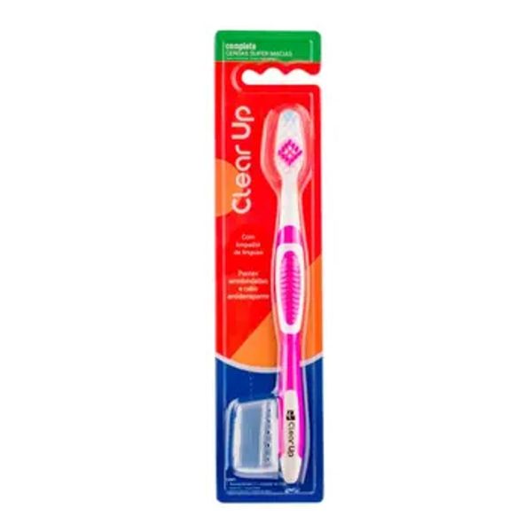Escova de Dentes Clear Up Soft Cores Sortidas Esc Dental Clear Up Soft C/ Limp De Lingua Super Macia