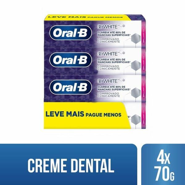 Creme Dental Oral B 3d White 70g Com 4 Unidades Kit Cr Dental Oral B 3D White Brilliant Fresh 70G C/4 Lv+ Pg-