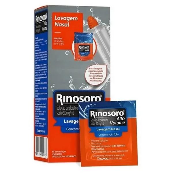 Rinosoro Alto Volume 9,0mg/ml Descongestionante Spray 30 Sachês Rinosoro Alto Volume 30 Saches